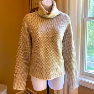 Oatmeal and ivory knit cropped cowl neck sweater.  Size small